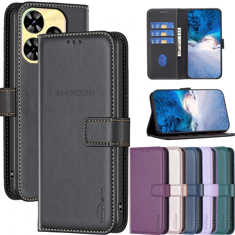 For Tecno Spark 20C 20 C spark20c 20 c BG7n Case For Tecno Spark 20 Pro Phone Cover Funda Card Slot Flip Holster Shell Bag