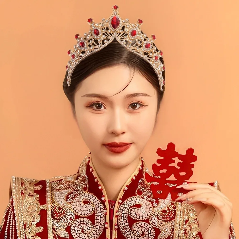 

Vintage Rhinestone Queen Princess Crown Baroque Hair Accessories Crystal Tiara Alloy Bridal Headband Wedding Party