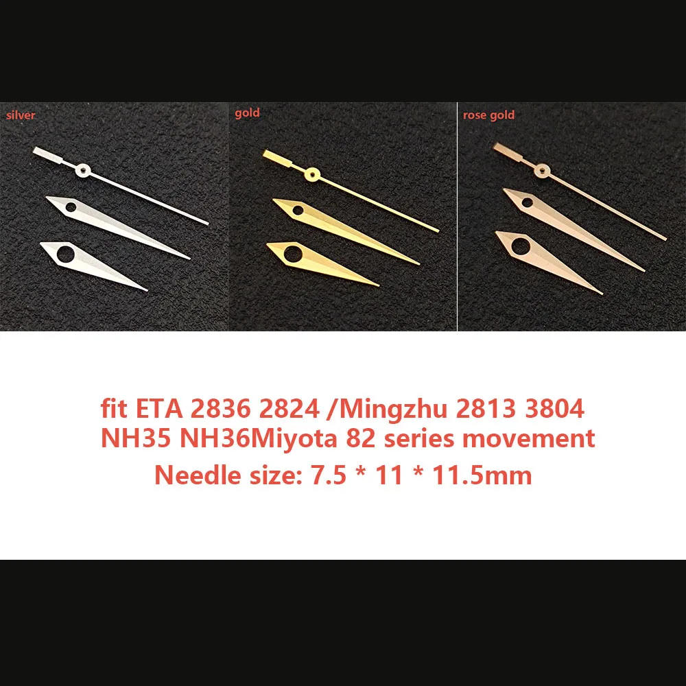 Manecillas de reloj de plata/oro rosa NH35 NH36 ETA 2824 2836 Miyota 8205 8215 821A Mingzhu DG2813 3804 movimiento