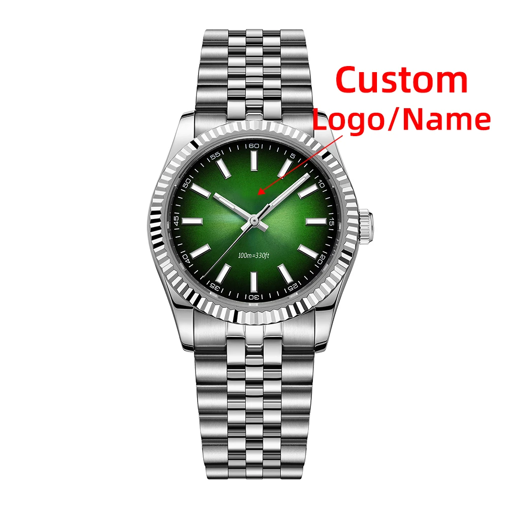 ADDIESDIVE Men Watch 36mm Custom Quartz Wristwatch Sapphire Sunburst Dive 100m Waterproof BGW9 Luminous Dress Watch for Men