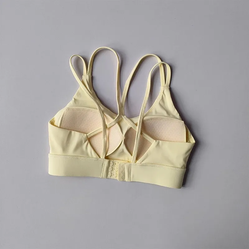 Reggiseno fitness da donna con incrocio morbido in tinta unita, collant, gilet da yoga, antiurto, palestra, sport, top push up con reggiseno sportivo regolabile