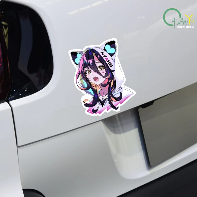Future Style Cute Anime Girl Head Wall Stickers Cool Colorful Game Room Laptop Decals Scratch-Proof Living Room Murals - view 6