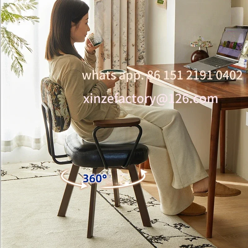 

Customizable Retro Home Chair Comfortable Sedentary Study Office Desk and Stool Rotatable Bedroom Chair Backrest