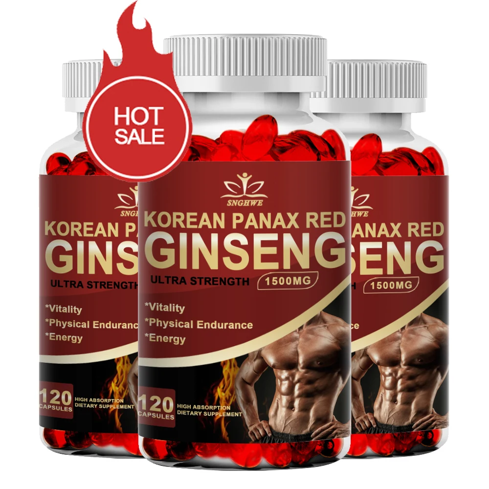 Panax Korean Red Ginseng Capsules - 1500mg High Strength Herbal Vitality Support - Energy,Immune, Performance and Focus Support