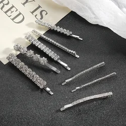 Shiny Rhinestone Metal Hair Clips For Women Fashion Simple Gold Silver Color Hairpins Girls Hair Accessories Hairgrips Jewelry