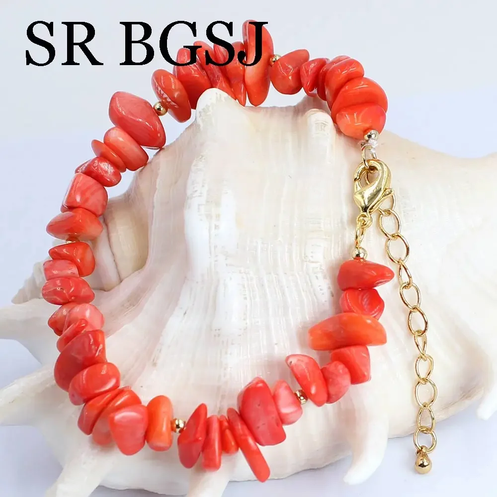 Women  Necklace Bracelet Jewellry Set Orange Natural Sea Bamboo Coral Natural Gems 6-8mm   17inch 7.5inch