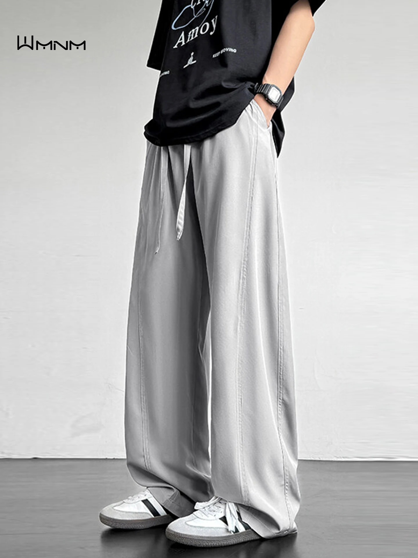 

Мужские летние тонкие прямые брюки из ледяного шелка, дышащие, быстросохнущие, свободного кроя, универсальные, модные, уличные