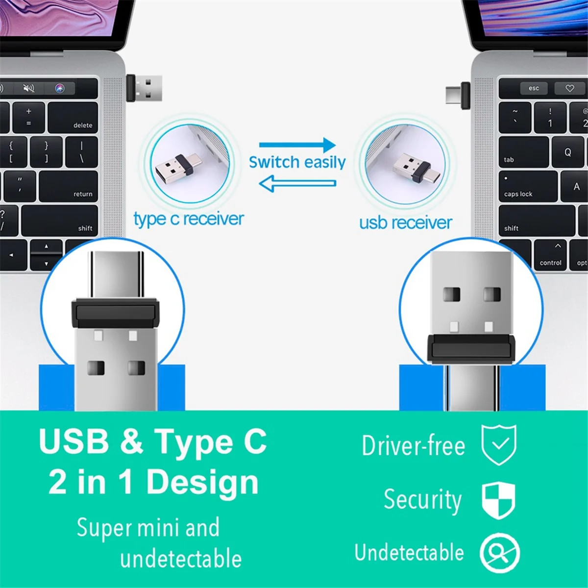 Продажи! USB и тип C 2 в 1, устройство для мыши, USB-механизм, необнаружимый автоматический шейкер для мыши, Wiggler для ноутбука, сохраняет компьютере в режиме ребуса