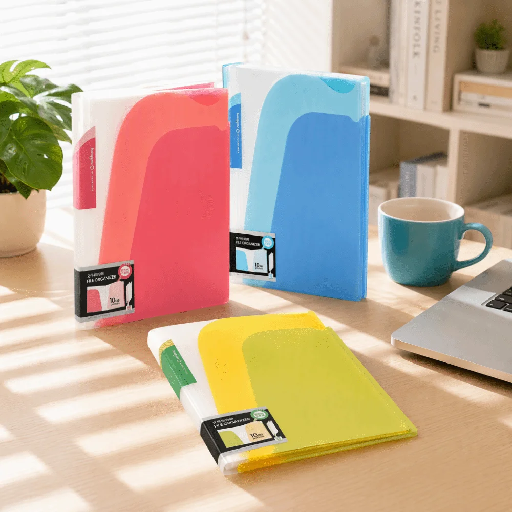 Dual-color Multi-functional Storage Folder Angled-cut Waterproof A4 Document Organizer Portable Durable Student File Folder Exam