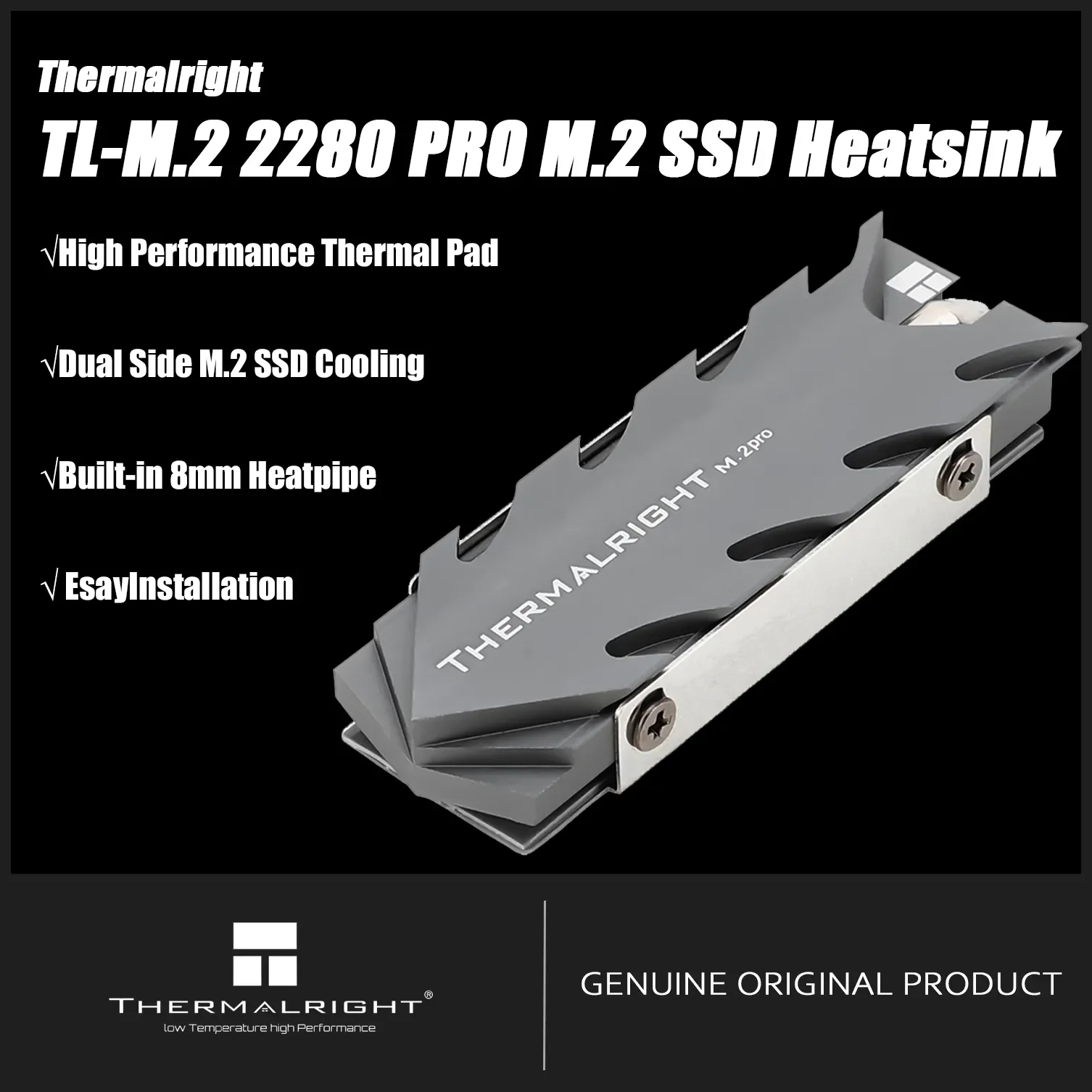 

Thermalright TR-M.2 2280 PRO SSD Coole Полная гальваника Активная пайка оплавлением 4 нагревательных трубки 2280 Form Factor
