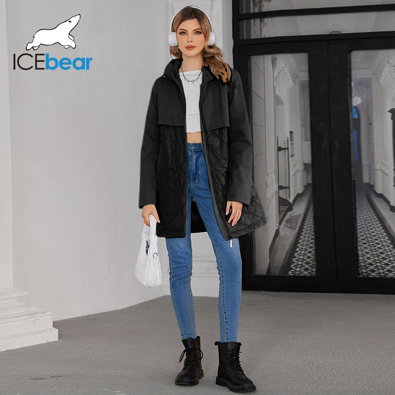 ICEbear 2024 New Women\'s Jacket Short Fashion Women\'s Spring Thin Jacket Zipper Pocket Parka High Quality Jacket GWC4531I