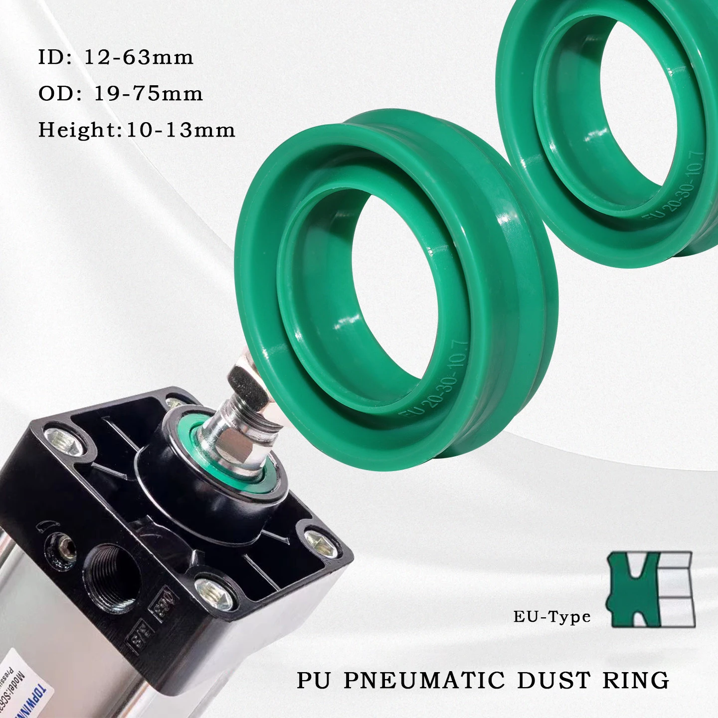 1~10pcs ID12-63mm Height 10-13mm EU Type Seal Ring Polyurethane Hydraulic Cylinder Piston Rod  Dual Purpose Air Oil Seal Washer