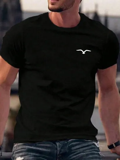 

2025 New Seagull Men's Cotton T-Shirt Luxury Brand Fashion Large Size Top Casual Short Sleeve Streetwear Classic New T-Shirt