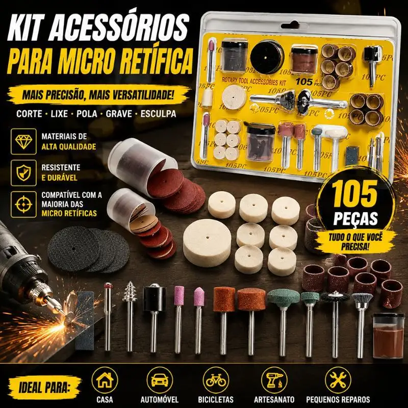 105PCS Abrasive Rotary Tool Accessories Set Electric Mini Drill Bit Kit Sanding Polishing Cutting Engraving Heads