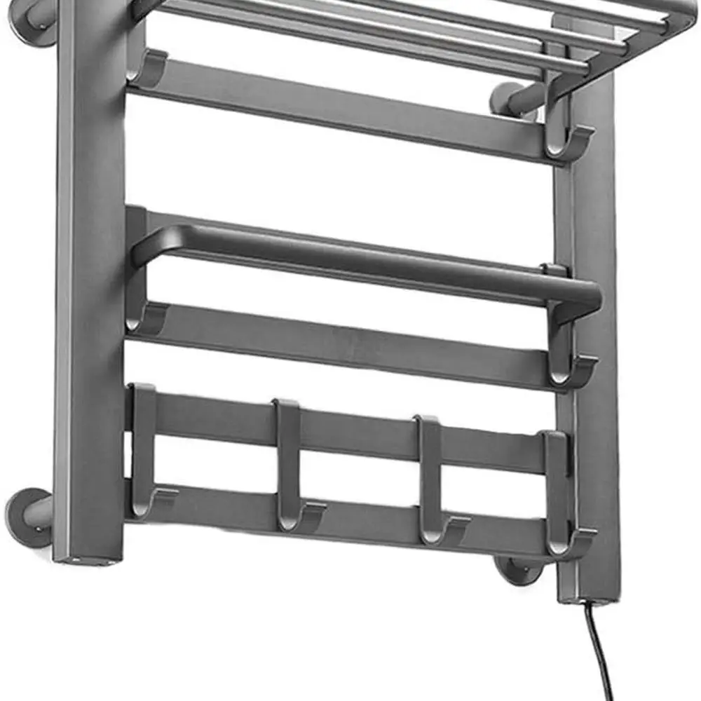 

Smart Clothes Drying Rack, 6-Bar Electric Heated Bath Towel Warmer Rack, Hardwired Wall Mount & Free Standing Towel Heater (Silv