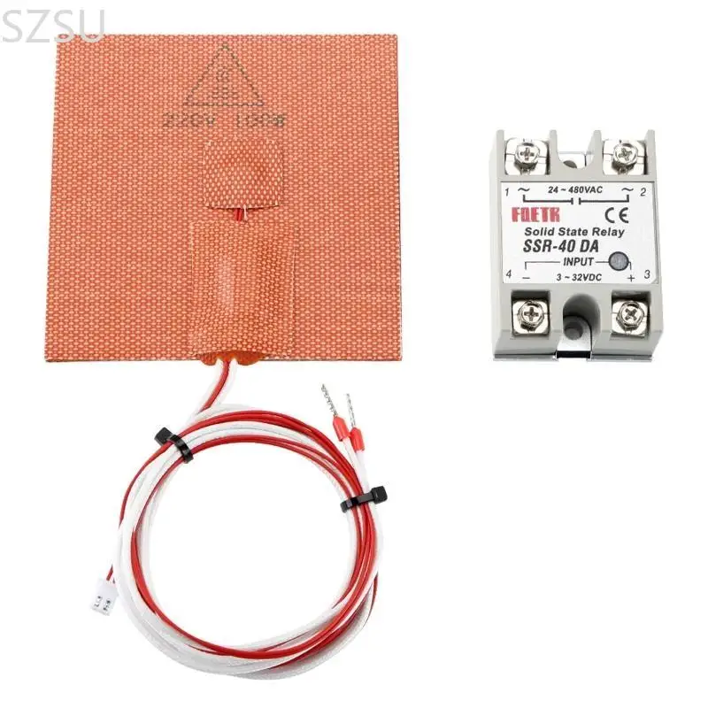 SZSU Heated Bed Printer Heat-bed Pad Silicone Heater & for Voron V0 Printer 100W 220V 100X100mm/3.9x3.9in