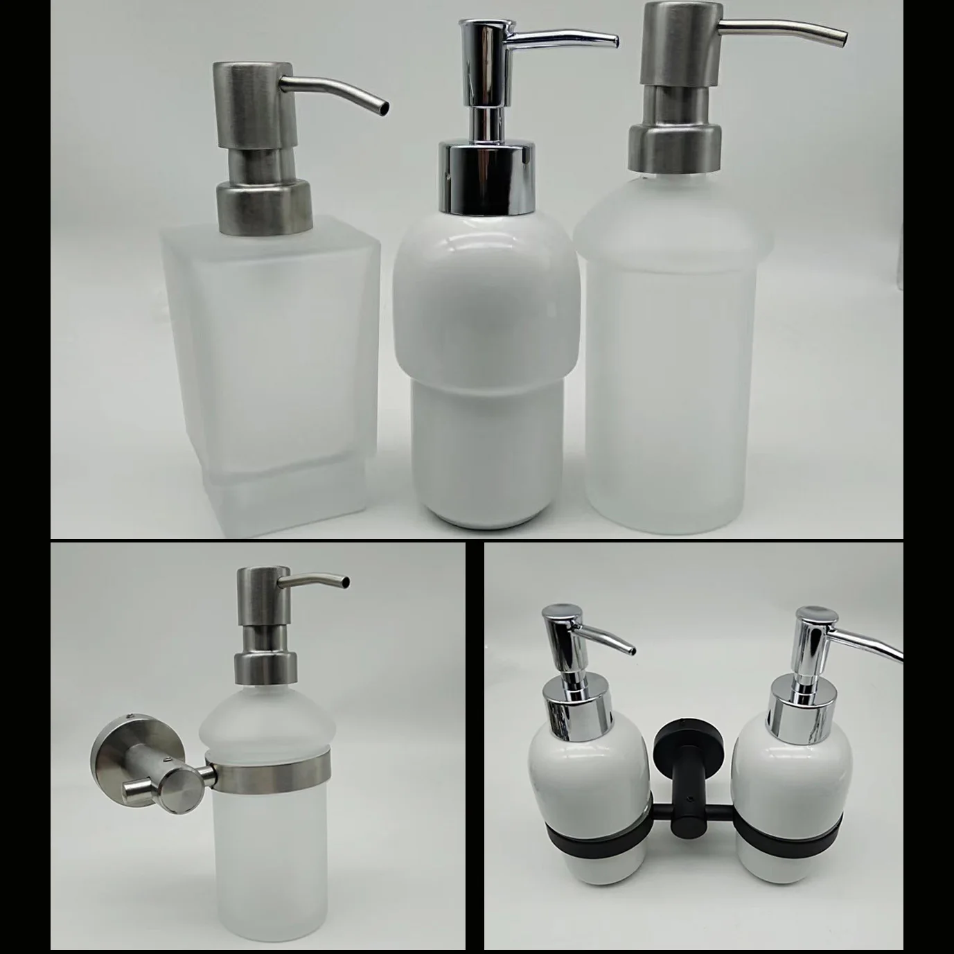 square round ceramic glass liquid soap dispenser wall mounted, glass replairment parts