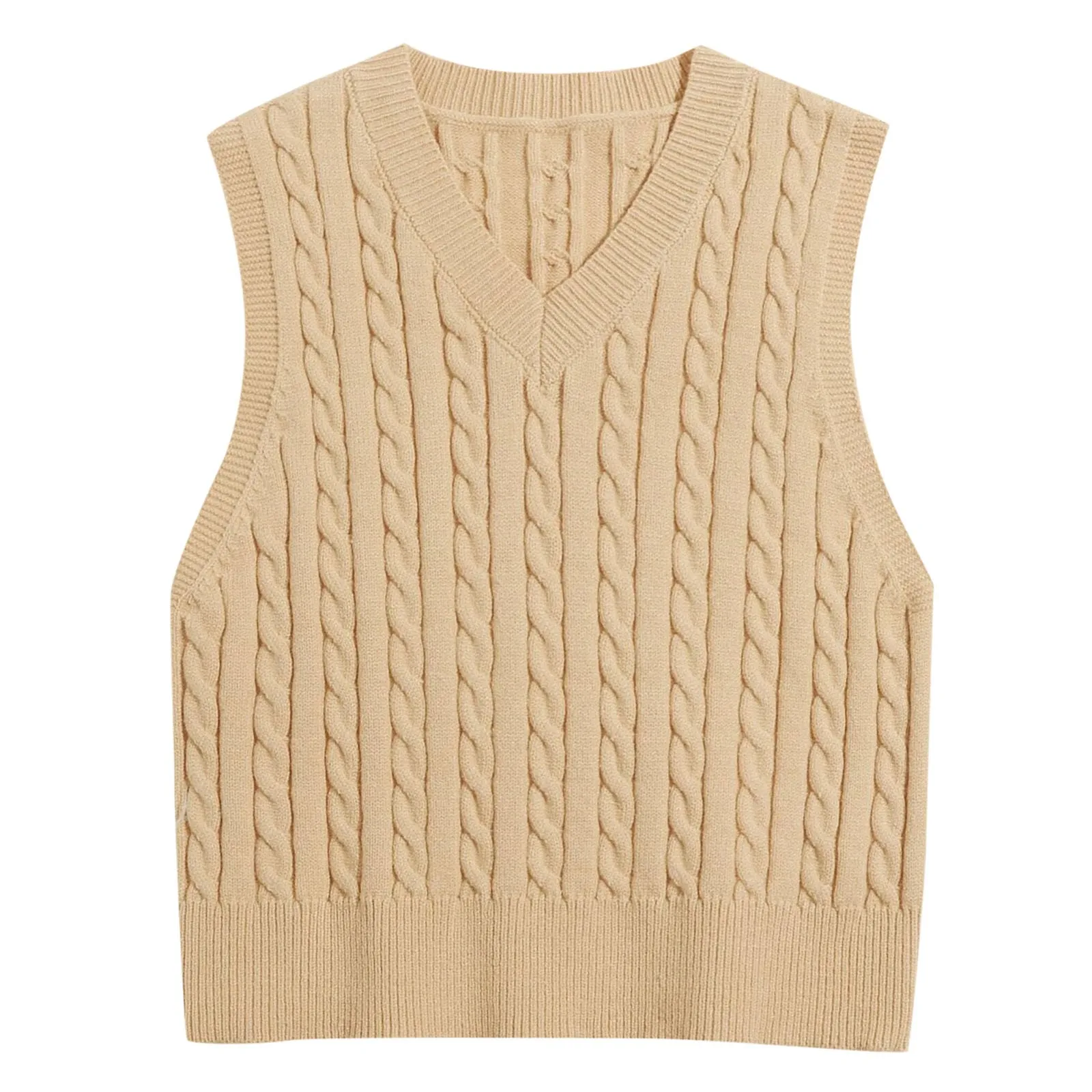 Autumn Winter Women Short Knitted Sweater Sleeveless Vest Ladies V-Neck Pullover Tops Teenager Girls Waistcoat Female