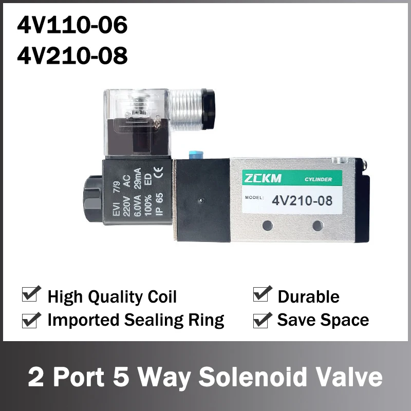 

4V110-06 4V210-08 1/8" 1/4" Pneumatic Solenoid Valve 5 Way Port 2 Position Pneumatic Solenoid Valves Group With Accessories