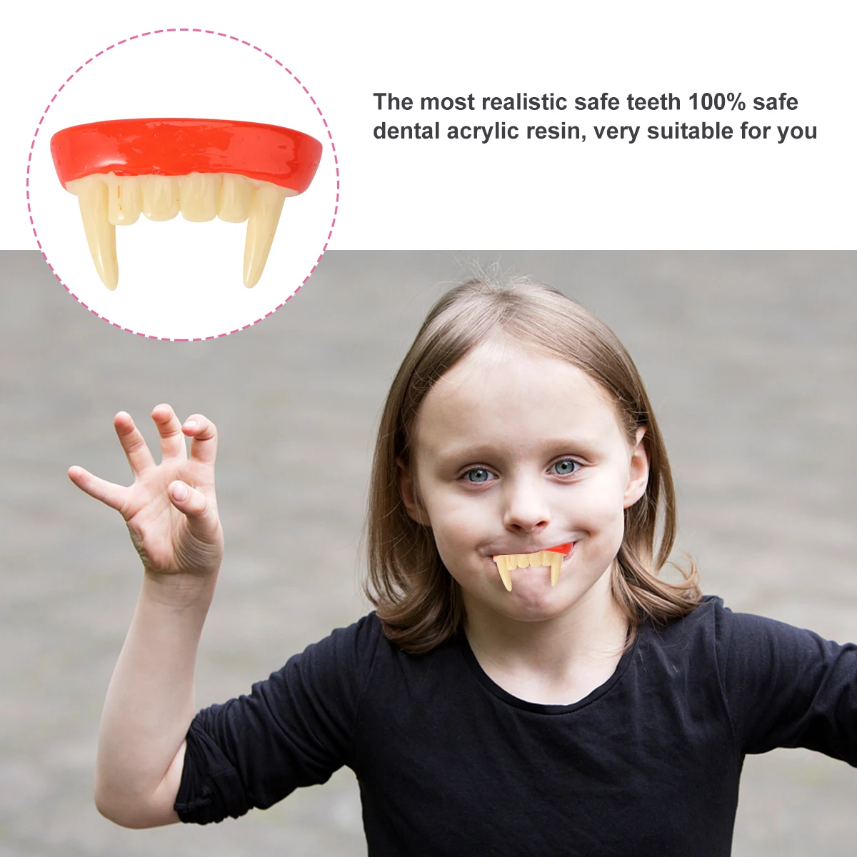 

2 Pcs Vampire Fake Teeth Zombies Sleeve Plastic Creepy Denture Halloween Cosplay Child Party Favor Eco Friendly