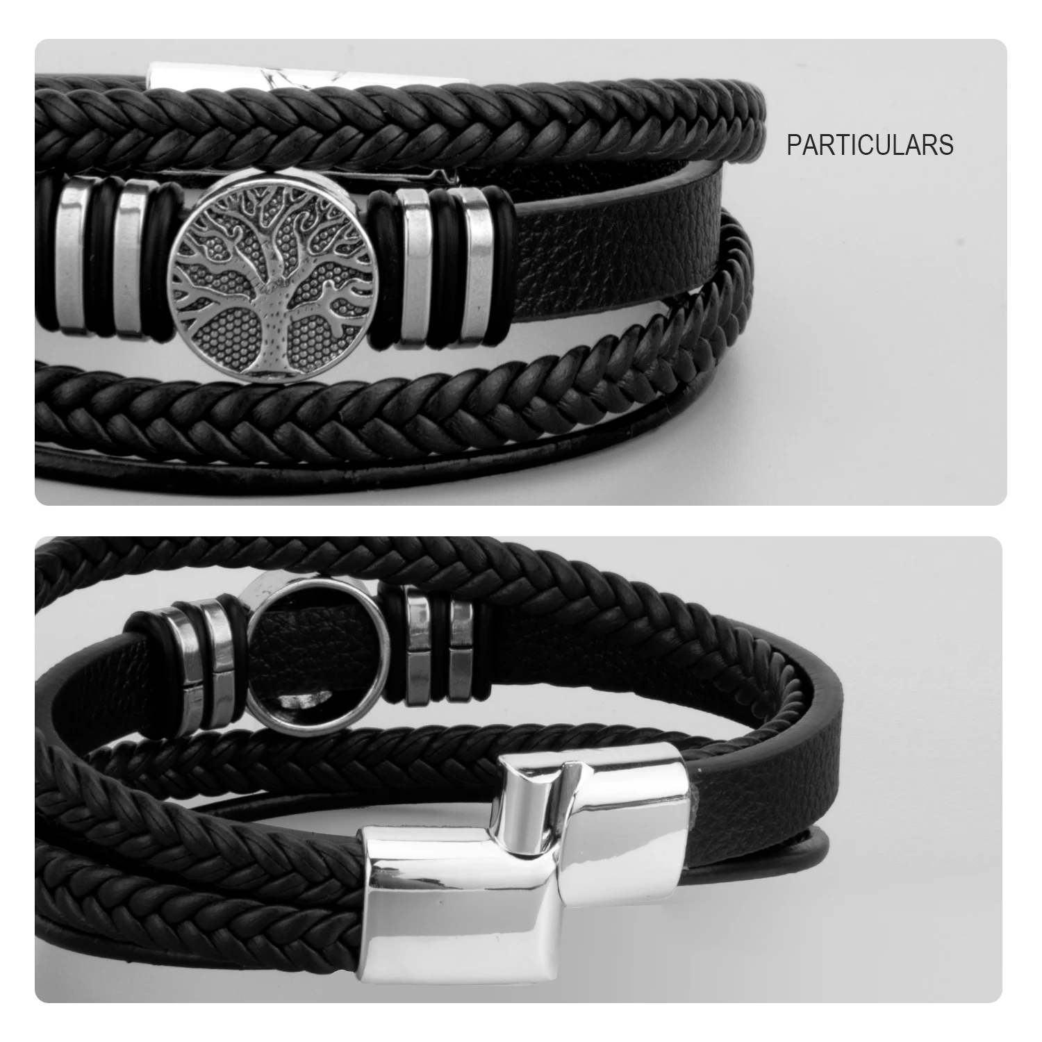 11 Types Woven Leather Man Bracelets Gift Zinc Alloy Bracelet For Man Black Rope Hand-woven Multi-layer Brown Male Bangle Punk
