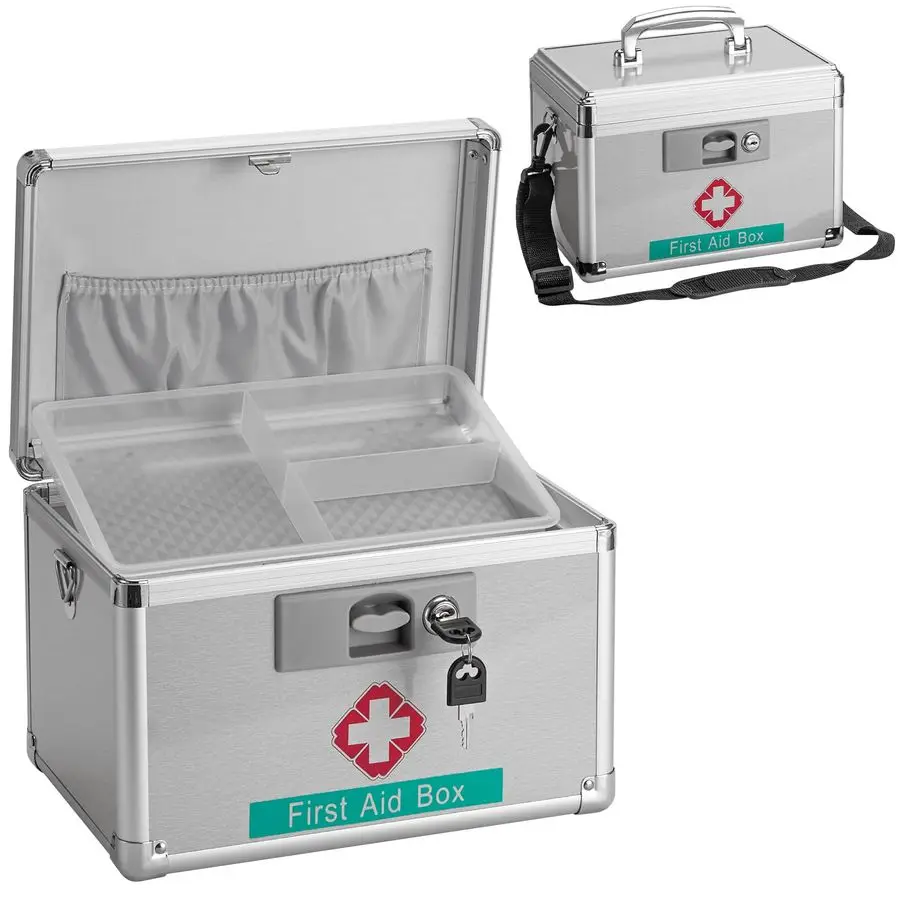 

Storage Box with Key 15 x 8.7 x 9.4 Inches Empty Lock First Aid Box for Drugs amp Pill, Medical Organizer Container For Home Out