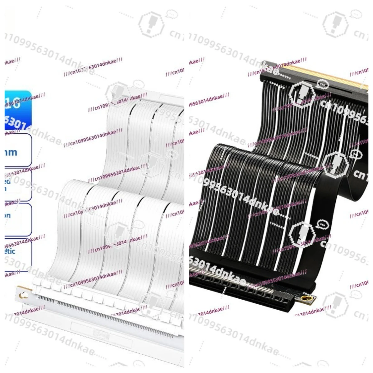 Computer Graphics Card Adapter Cable Double Reverse PCIE4-5 Graphics Card Extension Cable 185mm Chassis Vertical Installation