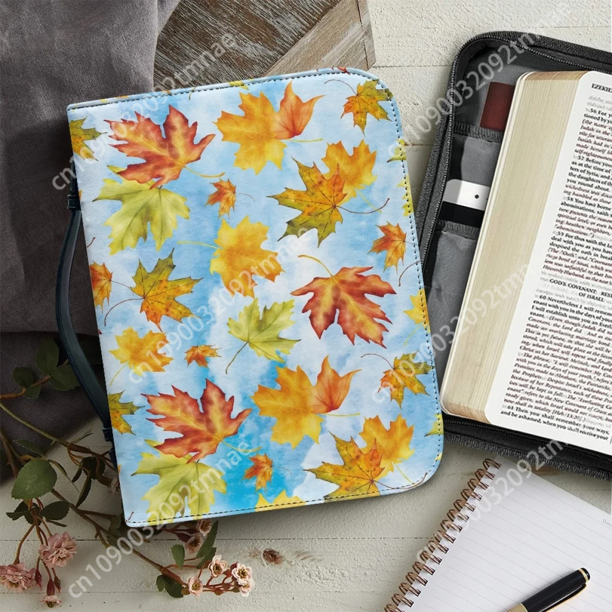 

Yellow Leaf Sky Custom Bible Bag New Fashion Ladies Waterproof Bible Book Covers Mulit Holder Practical Zipper Woman Handbag