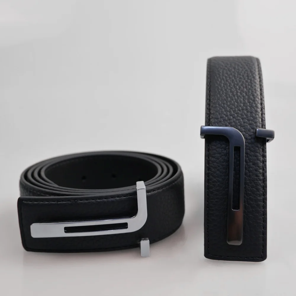 Business Men's Genuine Leather Belt Alloy Buckle Two-layer Cowhide Belt for Men Casual Fashion Matching Waistband