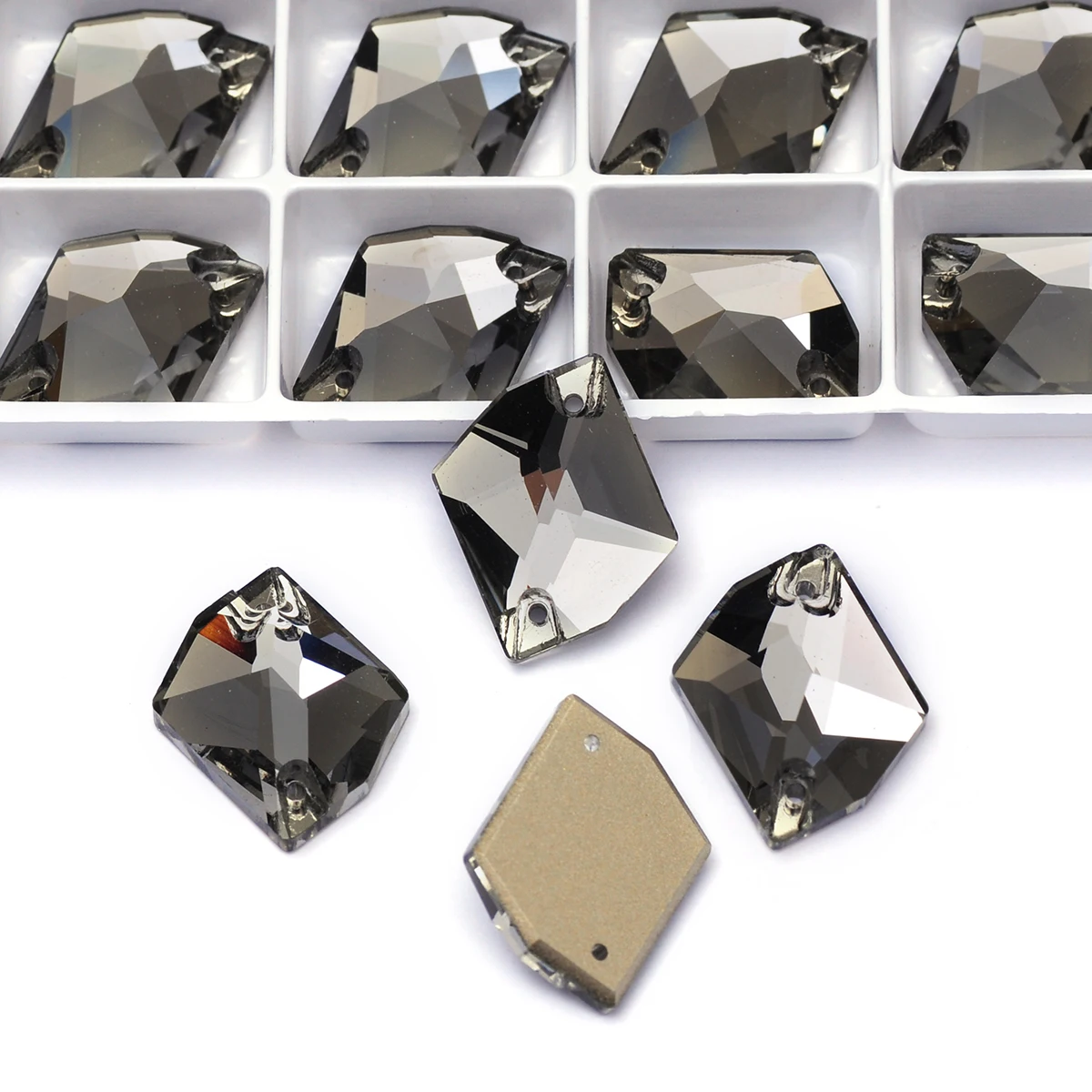 PUBRILEX Schwarze Diamant-Aufnähsteine Flache Kristalle Strass DIY Bastelzubehör Nähsteine für Taschen Kleiderdekorationen – Detail 4