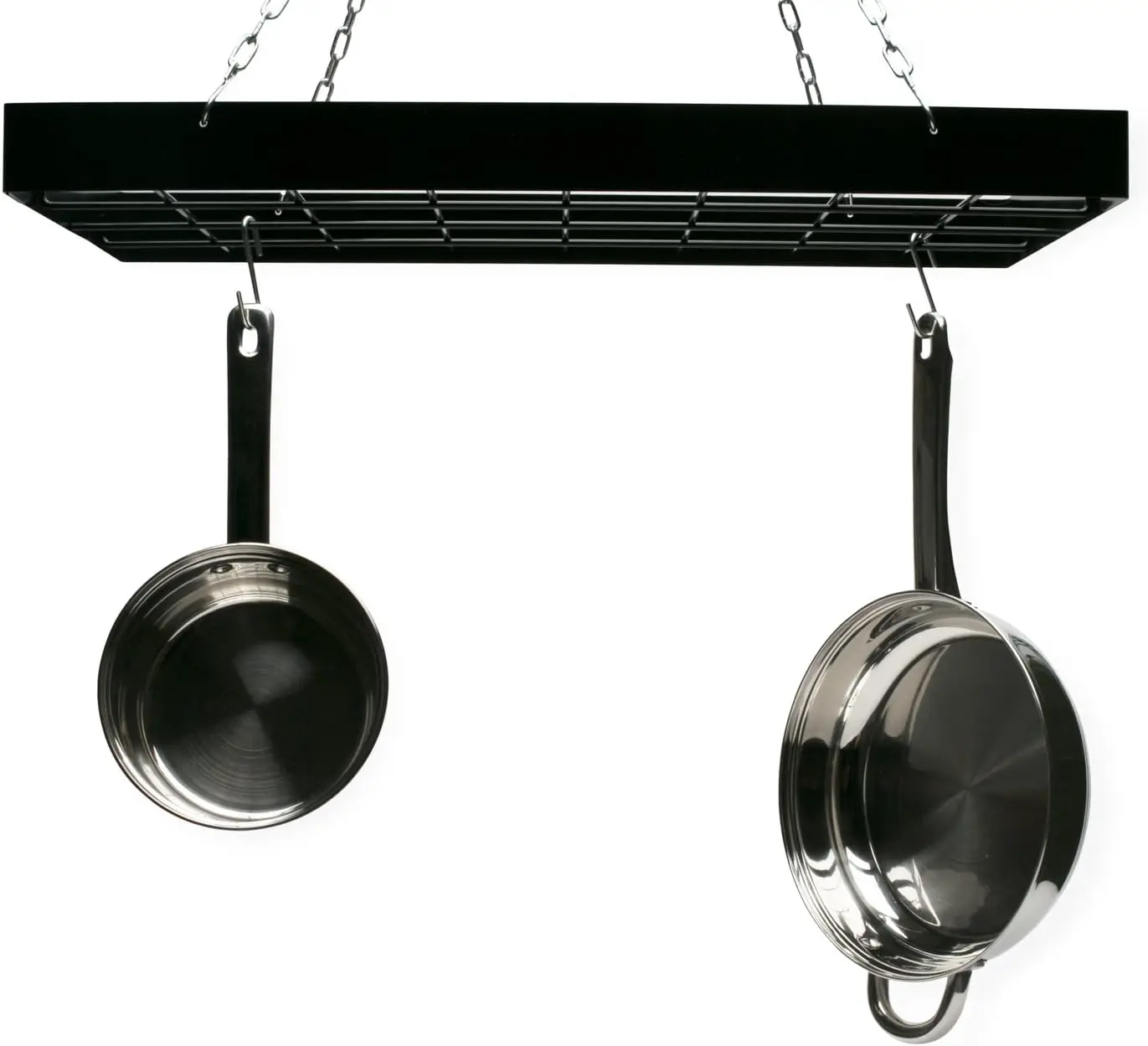 

Heavy-Duty Iron Pot Hanging Rack with 6 Hooks and Chains for Kitchen Storage