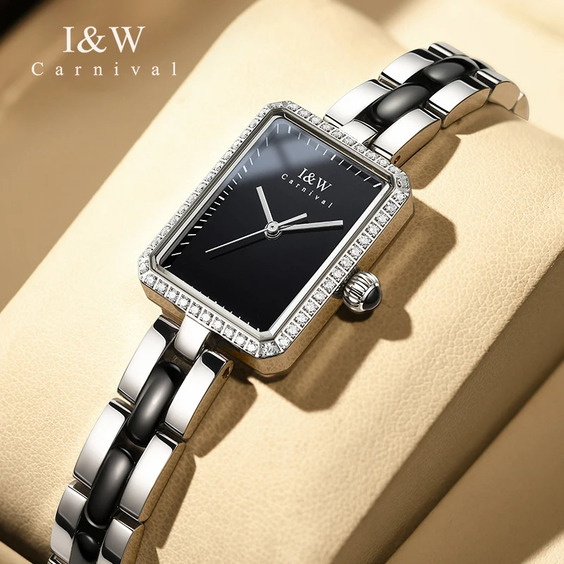 

Luxury Brand IW CARNIVAL Simple Ladies Watches 2024 Trending Square Quartz Watch for Women Sapphire Waterproof Relogios Feminino