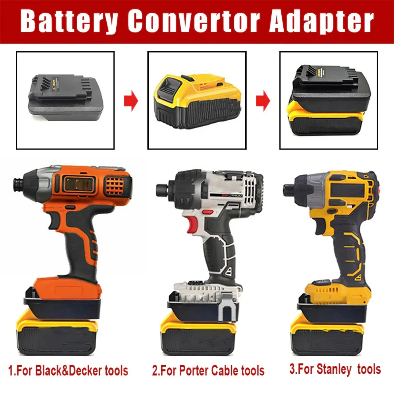 Adapter Converter For Dewalt 18v 20v Lithium Battery Converted To For Black&Decker/Porter-Cable/Stanley Battery Power Tool