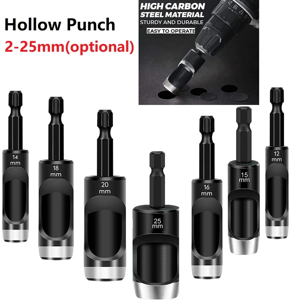 

1/5pcs Leather Craft Hollow Hole Punches Hex Shank Adapter Hollow Punch For Drill Cardboard Leather Belt Leather Hole Punching