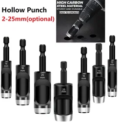 1/5pcs Leather Craft Hollow Hole Punches Hex Shank Adapter Hollow Punch For Drill Cardboard Leather Belt Leather Hole Punching