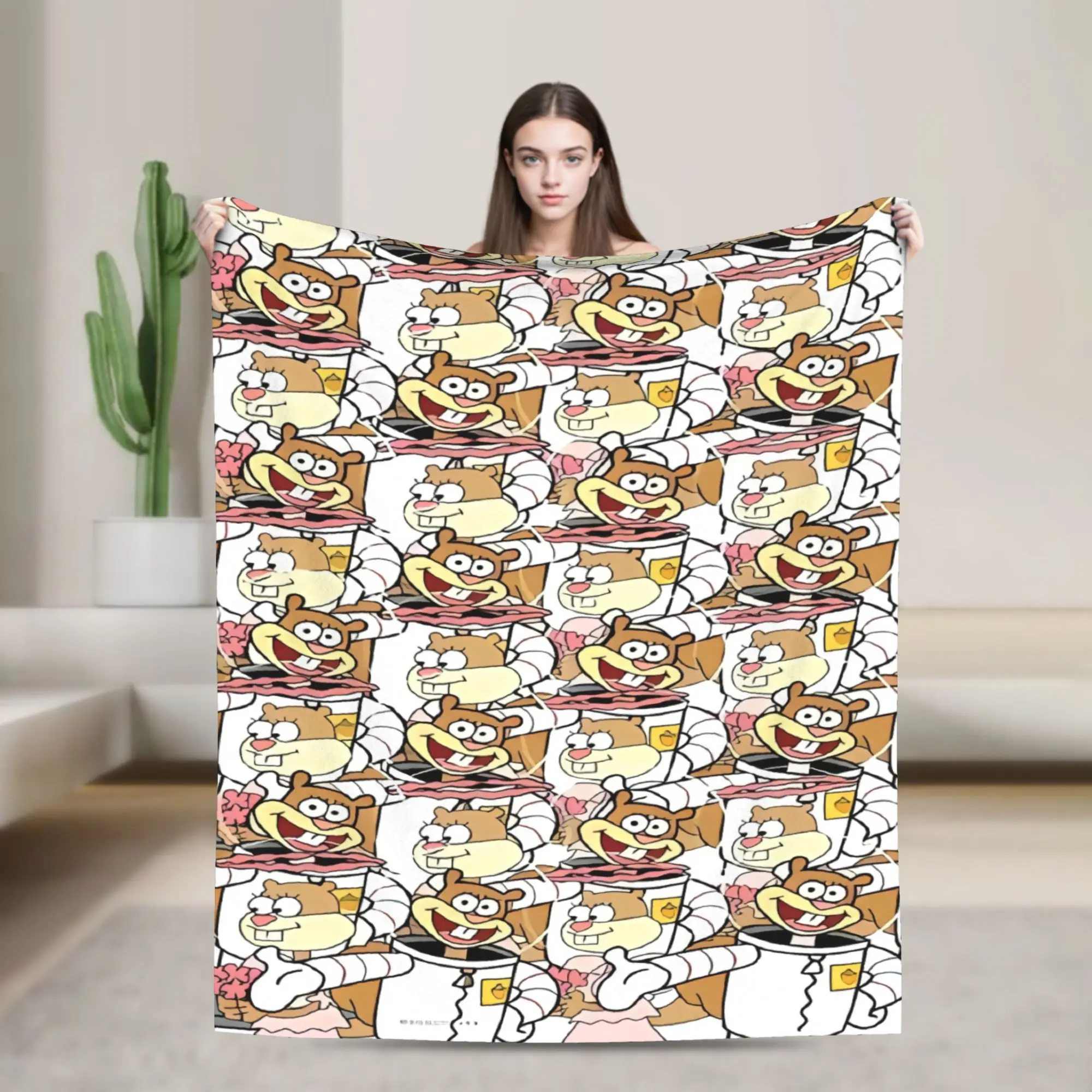 SpongeBobs Dense Character Collage Blanket Quality Warm Soft  Throw Blanket Winter Child Living Room Funny Bedspread