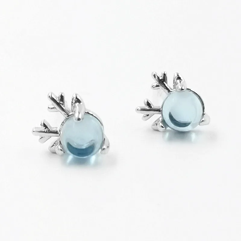 

New S925 Blue Deer Earrings for Women Girls Elk Deer Cute Stud Earring,Funny Ear Stud Original for Women Party Fine Jewelry