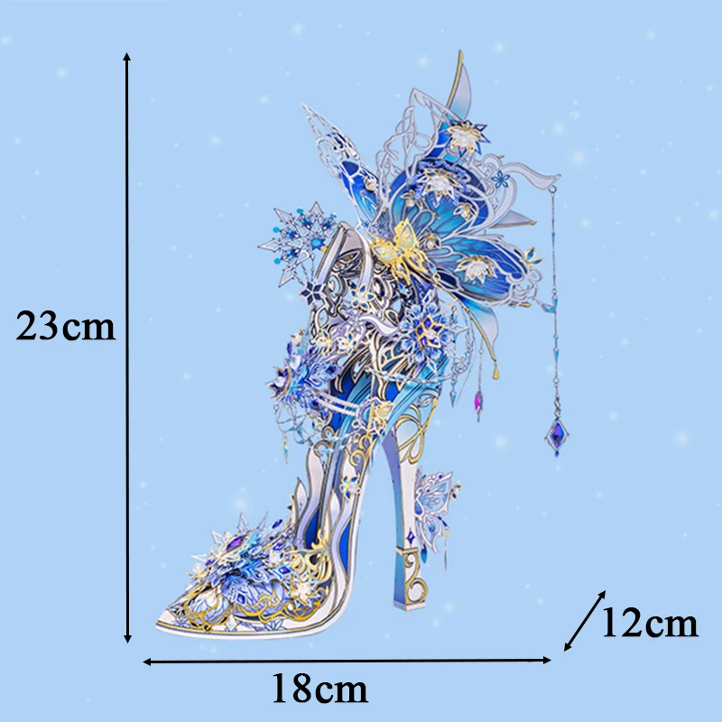 DIY 금속 퍼즐 크리스탈 신발 하이힐 미니어처 모델 빌딩 키트 조립 직소 퍼즐, 여아용 생일 선물, 3D