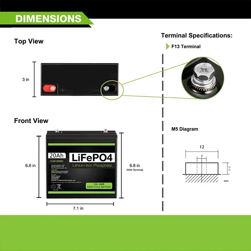 For Kid Scooters Boat Motor 12V Battery 20Ah LiFePo4 Battery Lithium Iron Phosphate 12V LiFePo4 Rechargeable Battery