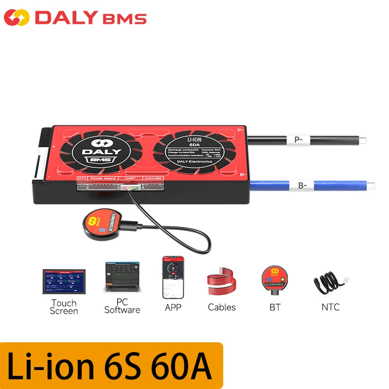 DALY Smart BMS 6S 24V 60A Li-Ion BMS APP Bluetooth mit UART-Anschluss PCB Batterieschutzplatine Lithium-Akku
