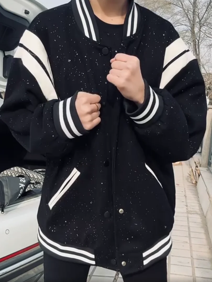 

Retro Bla Jaet with White s for Men And Women Spring Autumn Versatile Baseball Sle Couple's Favored Star Patterned ...