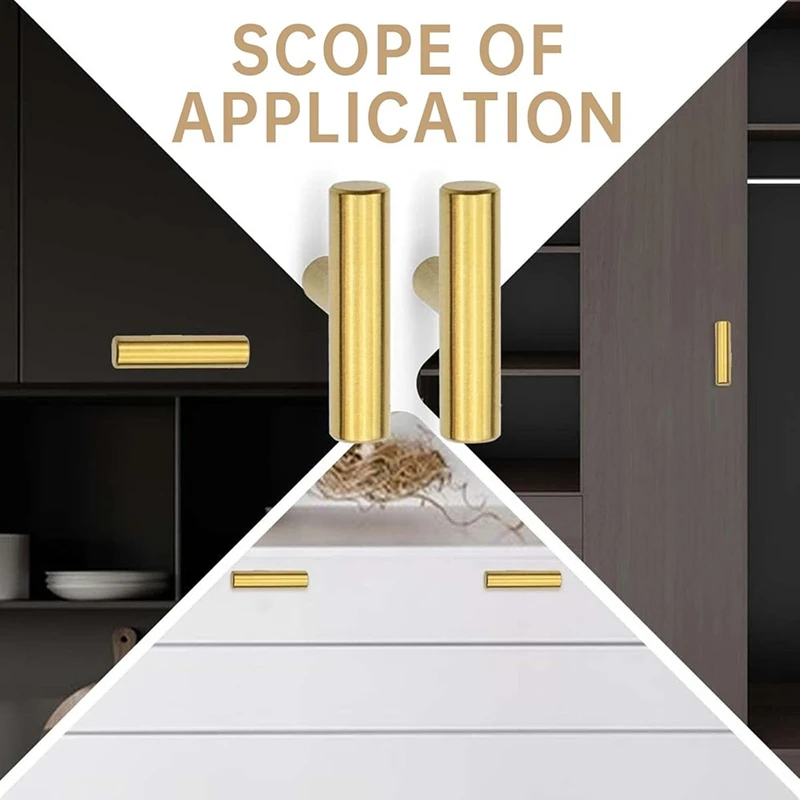 PORK-12Pack مقابض خزانة المطبخ نحى النيكل خزانة تسحب 46 مللي متر T مقابض للبار مع مسامير لخزائن أبواب الحمامات