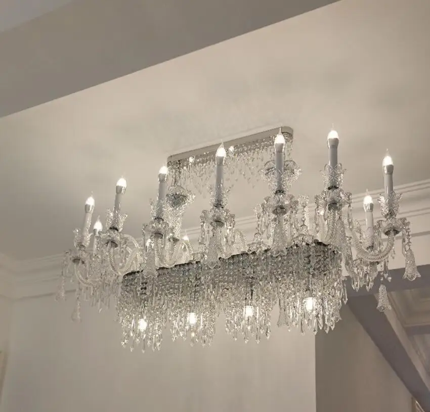 Moderner Kristall-Kronleuchter, L110 cm, B60 cm, Kerzenkristall-Lichter für Wohnzimmer, Foyer, Schlafzimmer, dekorative Hängelampe, Decken-Kronleuchter