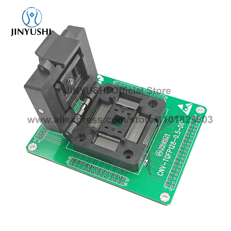 

Раскладушка QFP128 IC51-1284-1433 TQFP128 CNV-QFP128-0,5-DIP Шаг 0,5 мм YAMAICHI IC Горящее сиденье Адаптер Испытательное сиденье Испытательная розетка