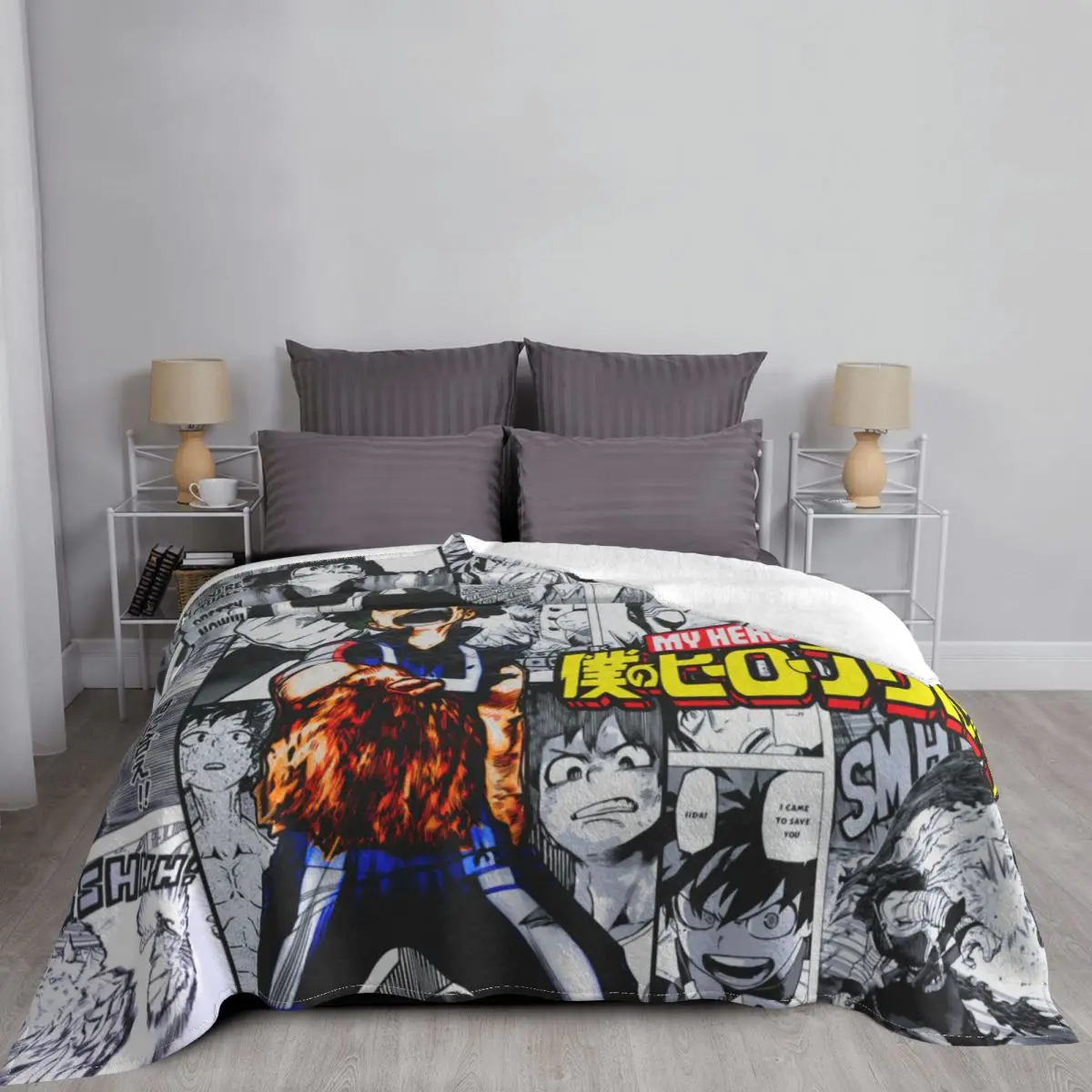 My Hero Academia Anime Blankets Flannel Winter Midoriya Izuku Portable Soft Throw Blankets for Bed Travel Bedding Throws