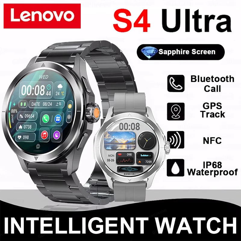 

Lenovo S4 Ultra Спортивные Смарт-часы на открытом воздухе Мужские AMOLED-экран NFC GPS Компас Сердечный ритм Водонепроницаемые Bluetooth-умные часы с вызовом