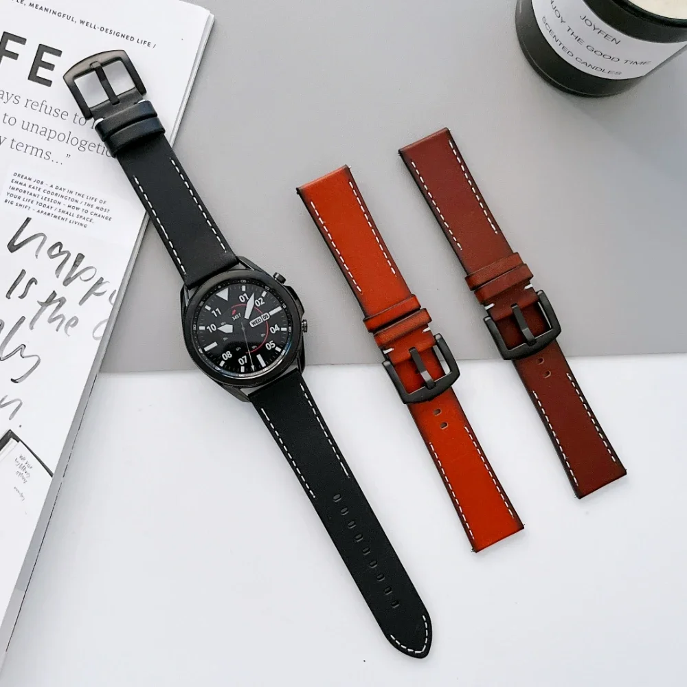 20mm 22mm Leather Strap for Samsung Galaxy Watch 3/4/5/6/Gear S3 Bracelet for Huawei Watch GT 4 3 2 Pro/Amazfit GTR/Stratos Belt