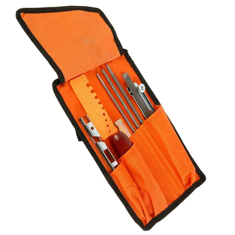 Universal Chainsaw Field Sharpening Kit, Chainsaw Chain Sharpener Round Files, Flat File, Handle, Filing Guide