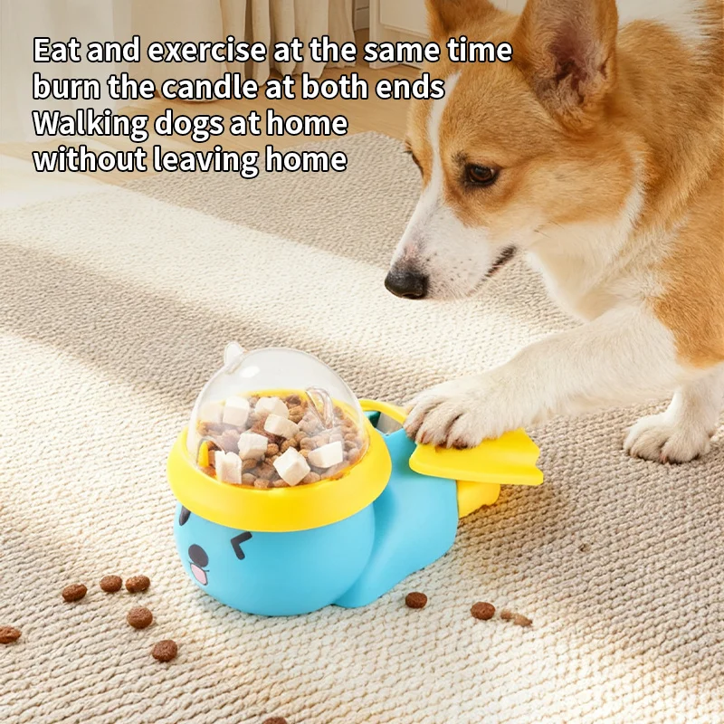 Cute Bear Plane Pet Food-dispensing Toy - Press Rotate Design for IQ Training, for Cats Dogs Self-amusement, Durable Pet Gift