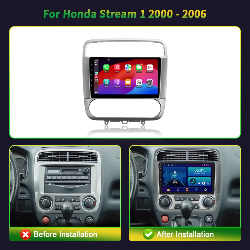 Android 13.0 For Honda Stream 1 2000 -  2006 Car Radio Multimedia Video Player Navigation stereo GPS WIFI 4G Wireless Carplay BT